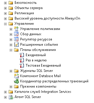 План обслуживания MS SQL Server